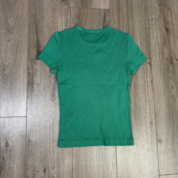 Madewell Garment-Dyed Ribbed Crewneck Pocket Tee WMNS S Verdant Green Slim fit - Picture 6 of 8
